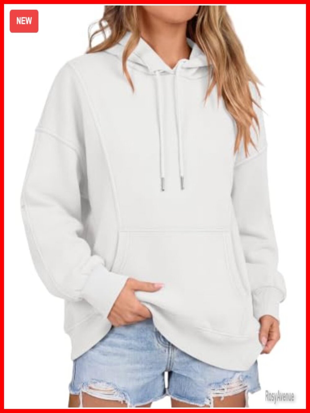 Oversized Longline Hoodie Kangaroo Pocket Ribbed Fall Sweatshirt